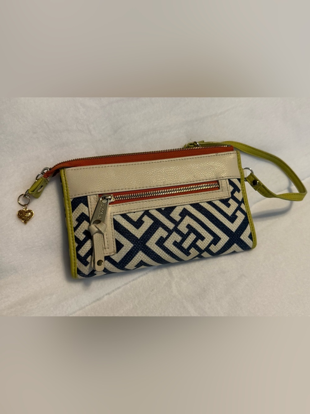 Spartina 449 Blue White Canvas Wristlet Wallet Clutch Nautical Coastal - Picture 4 of 6